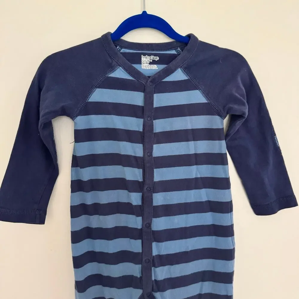Baby Gap Striped Romper in Blue with Front Snap Closure